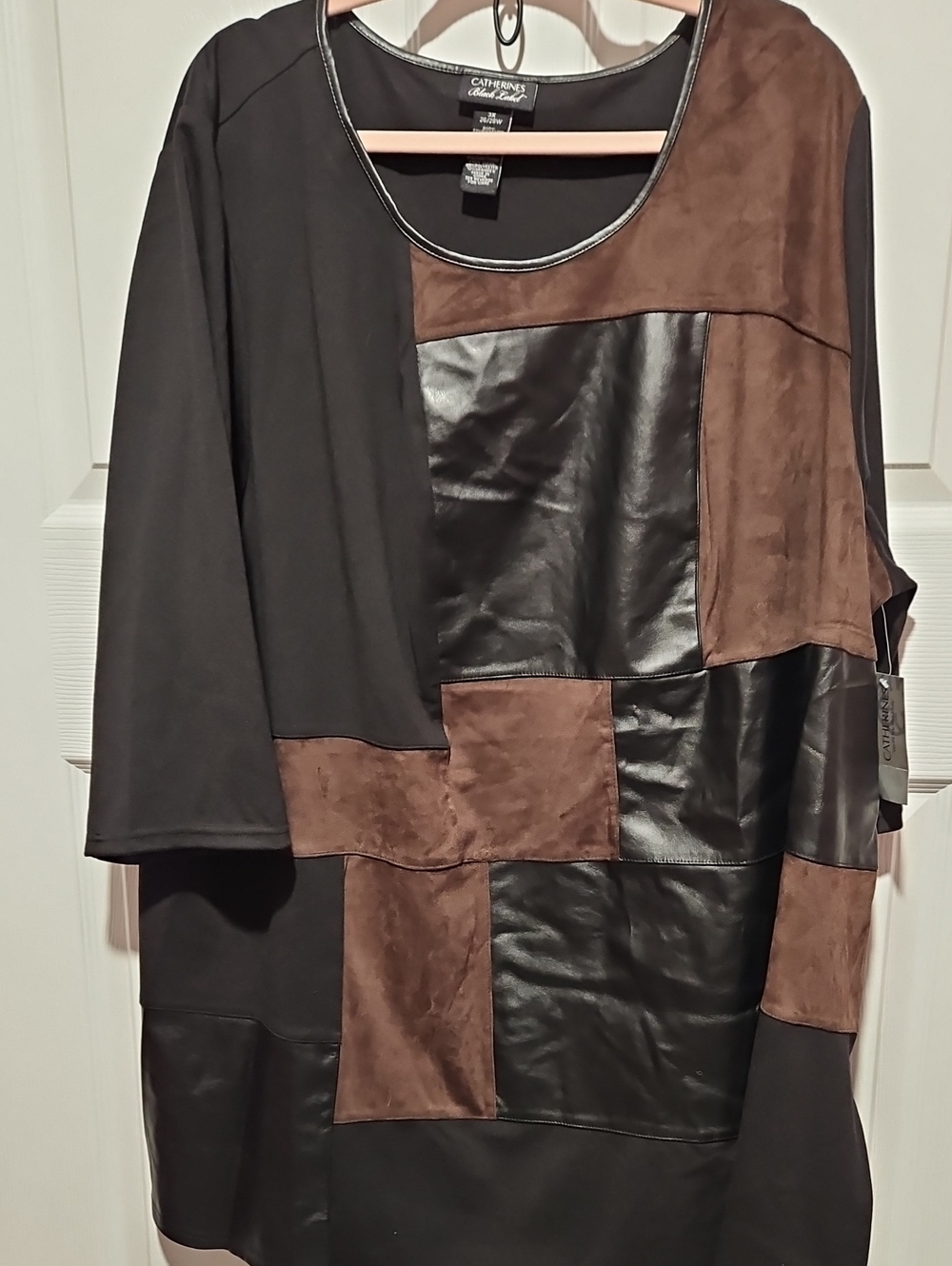 Catherines Black and Brown Patchwork Long Sleeve Tunic